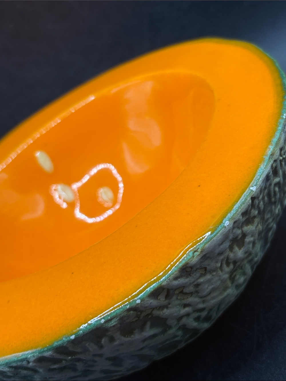 Ed Langbein Original Cantaloupe Melon Bowl Mid Century Vintage Italian Pottery - Picture 9 of 11